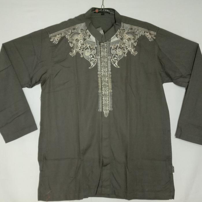 Al-Fajri Baju Koko dewasa Bordir Lengan Panjang L Abu