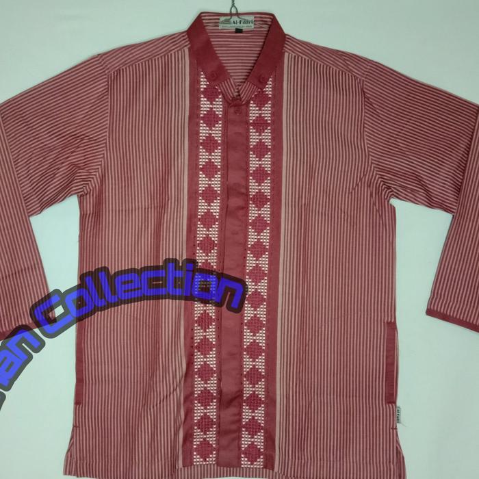 Al-Fajri Baju Koko Pira Bordir Lengan Panjang M Merah