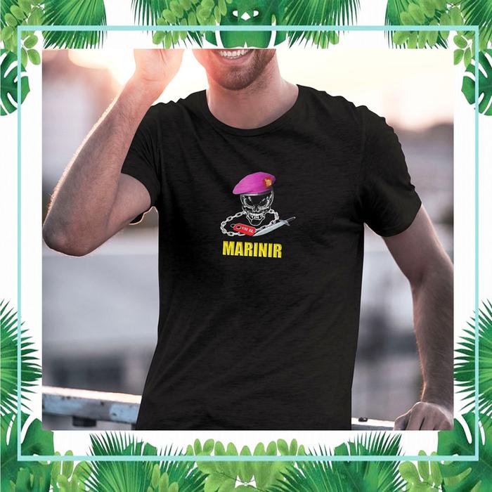 Kaos Tni Al Marinir Tengkorak Baret Ungu-Black