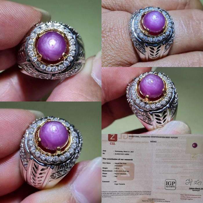 natural star ruby no heat 5.05cts sertifikat cgl