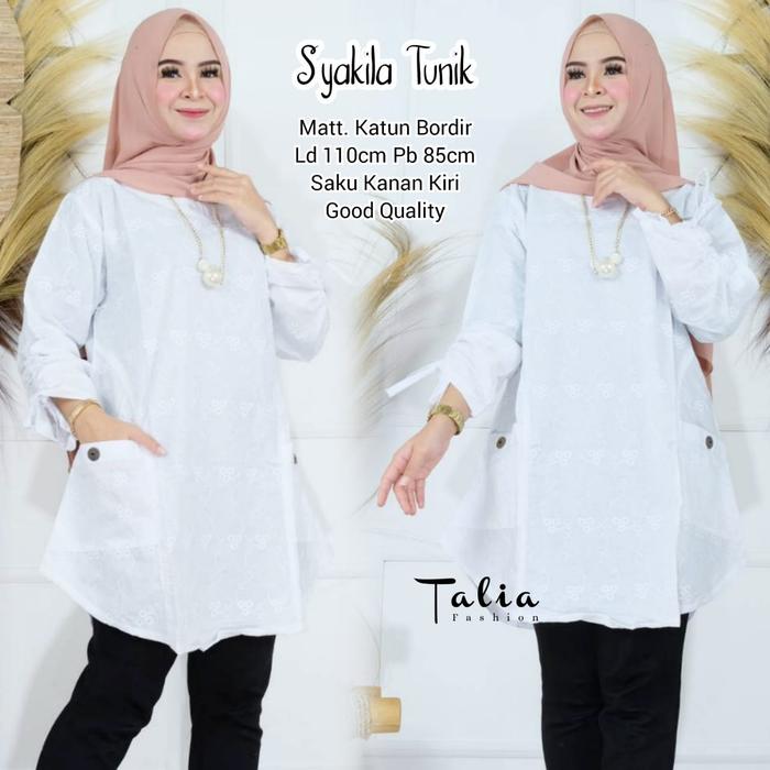 SYAKILA TUNIK WANITA KATUN BORDIR LD 110CM