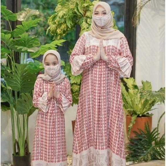 baju gamis couple ibu dan anak perempuan tazkia maxi motif 2022