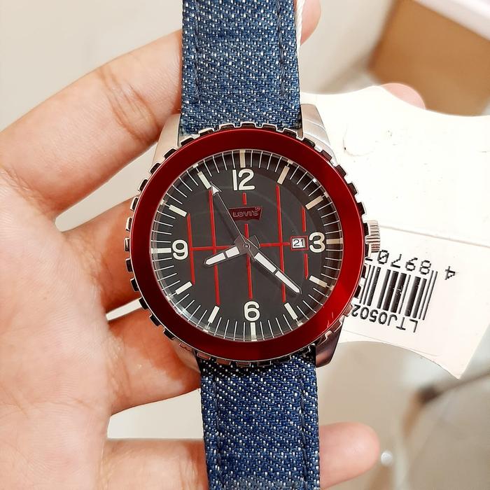 JAM TANGAN PRIA PRIA LEVIS LTJ0502 SILVER BLACK RED ORIGINAL GARANSI