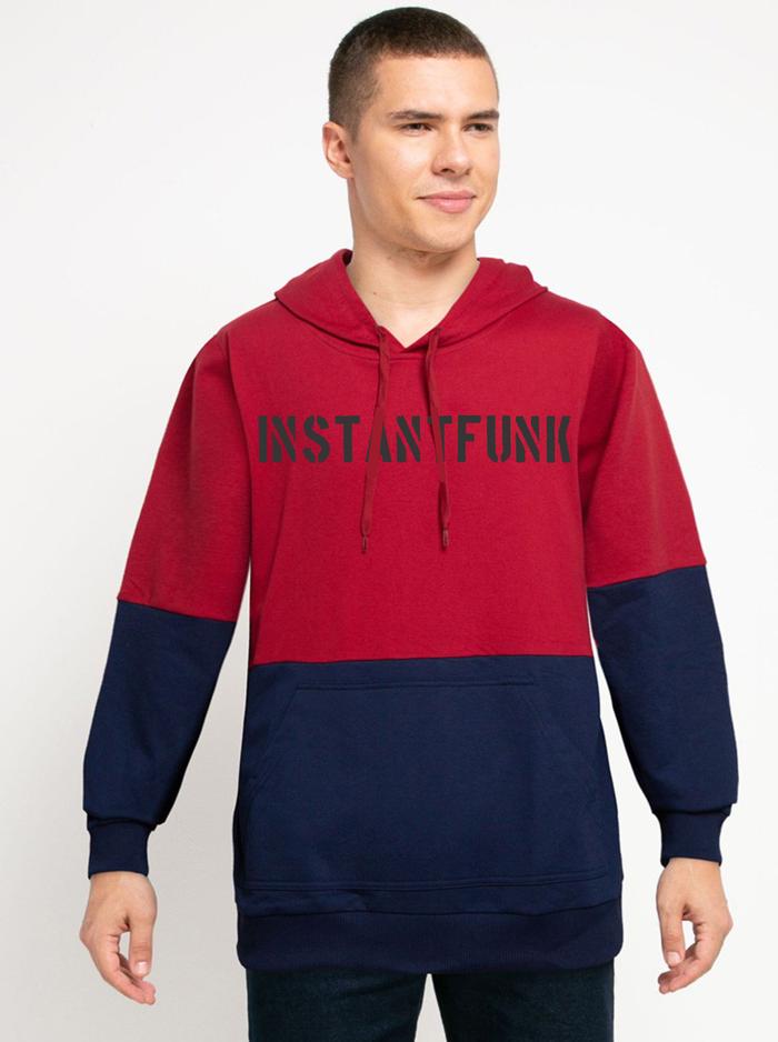 Jaket Hoodie Combi InstantFunk Keren Jumbo UK S-5XL Unisex Marun Navy