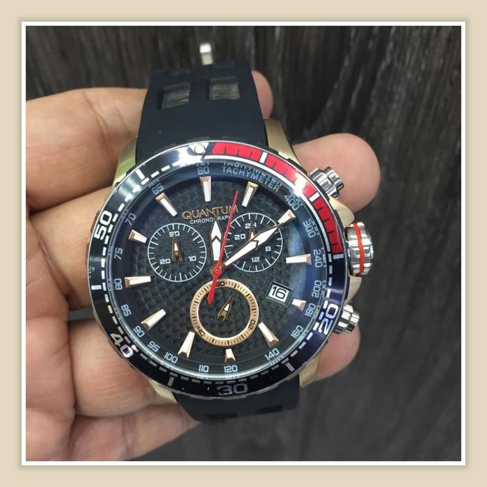 JAM TANGAN PRIA QUANTUM HNG834.551 BLACK ROSEGOLD ORIGINAL BERGARANSI