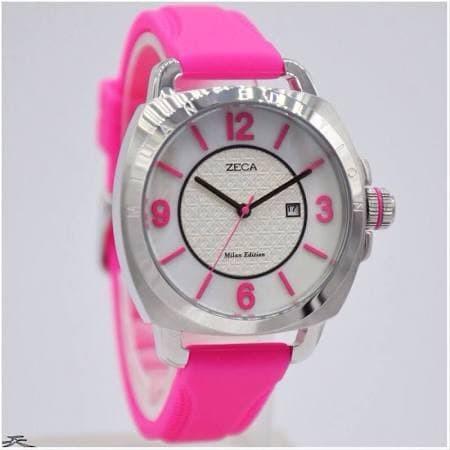 jam tangan wanita zeca 1006 original tali rubber tanggal aktif