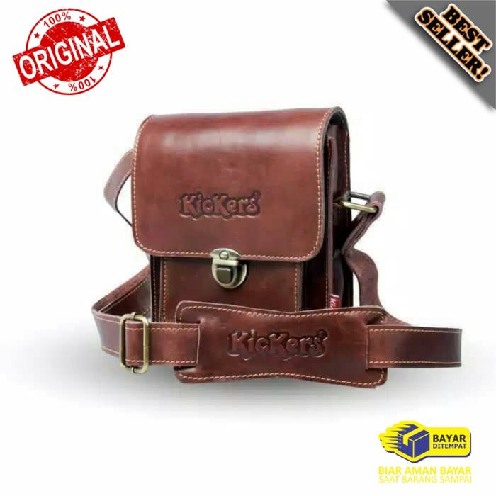 TAS KULIT ASLI PRIA KICKERS - TAS SELEMPANG KULIT SAPI ASLI KICKERS