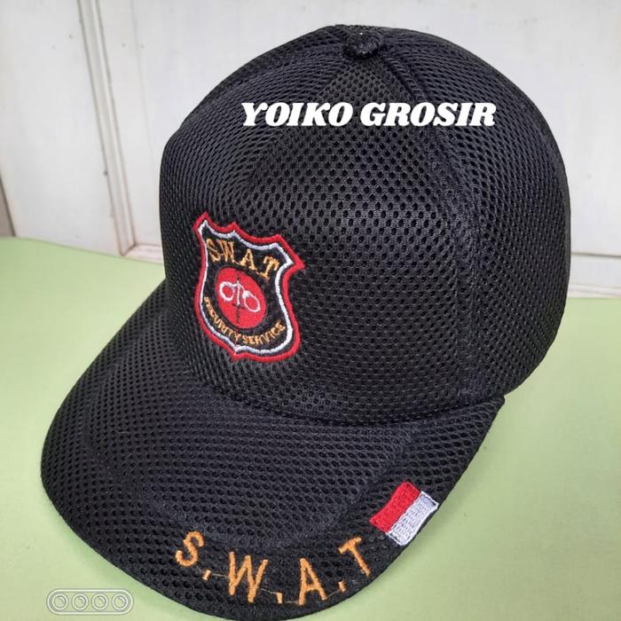 TOPI JARING DOUBLE MESH LOGO SWAT - TOPI LOGO SWAT