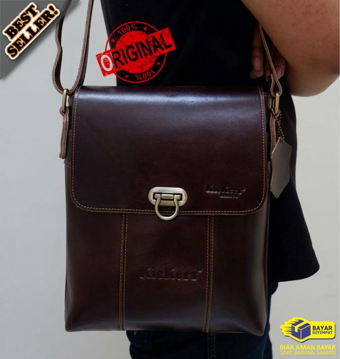 Tas Kulit Asli Pria Wanita Kickers - Tas Selempang Kulit Sapi Asli