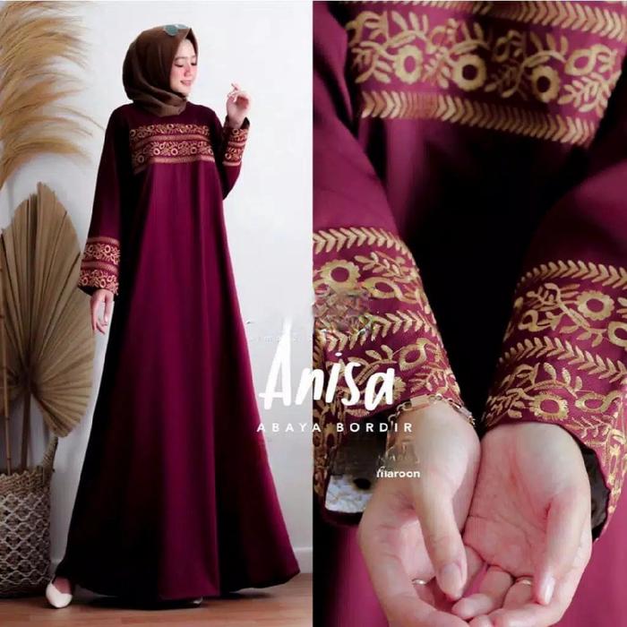 dress abaya bordir anisa gamis syari termurah S M L XL ori