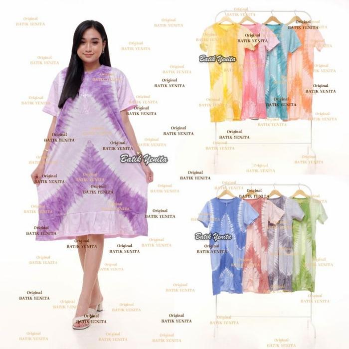 daster rempel busui/daster kaos pelangi bahan tebal/daster busui