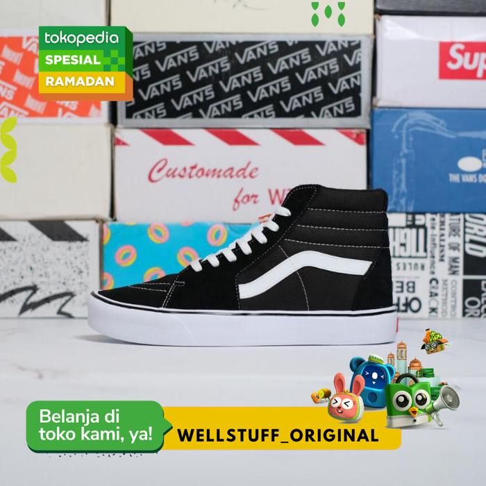 SALE VANS SK8 HIGH BLACK WHITE LITE ORIGINAL SEPATU VANS ORIGINAL