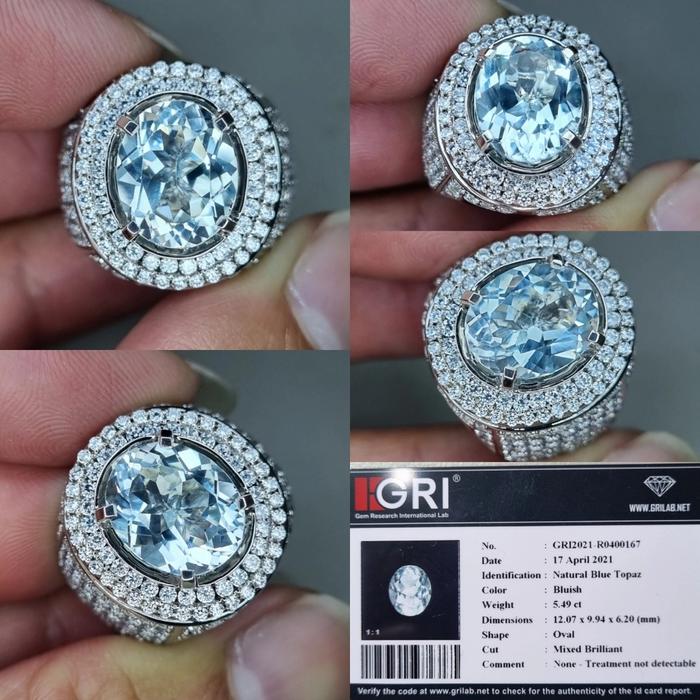 natural blue topaz no treatment 5.49cts memo gri