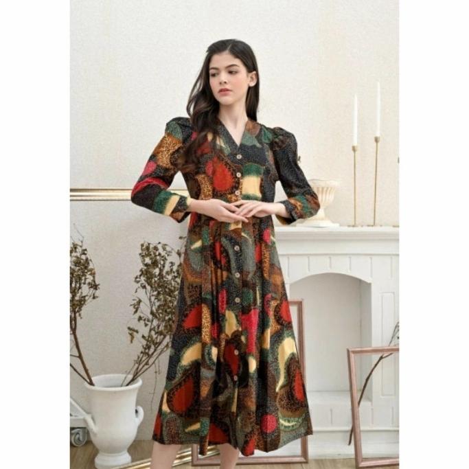 BM - Aulia Dress Gamis Batik Modern Baju Lebaran Fashion SNG