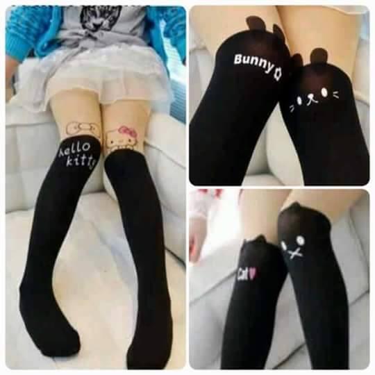 Stocking Anak Cewek Impor motif Hello Kitty, Cat, Bunny