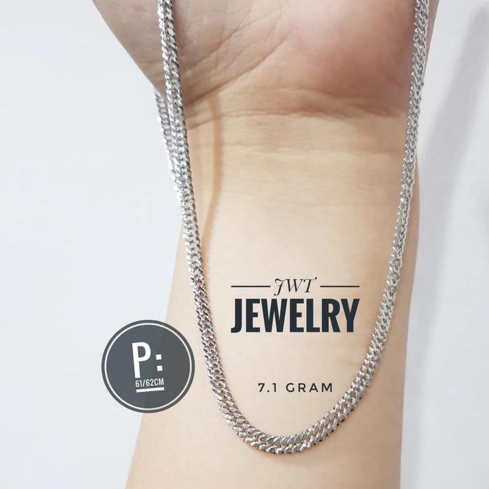 KALUNG EMAS PRIA WANITA CUBAN SISIK NAGA RANTE KEREN LEBAR RINGAN 75% 750 putih rosegold kuning