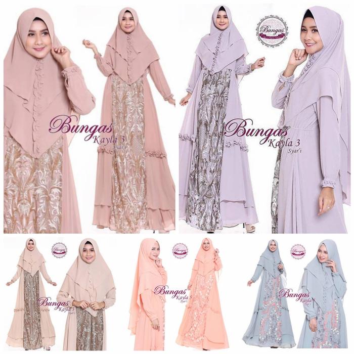 Gamis Syari Brokat Kayla 3 by Bungas. Dress Pesta. Kebaya. Baju Muslim