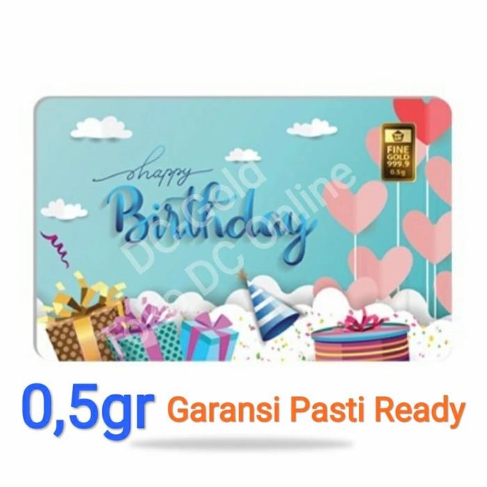 Logam Mulia Emas Antam 0,5 gram Happy Birthday Selamat Ulang Tahun