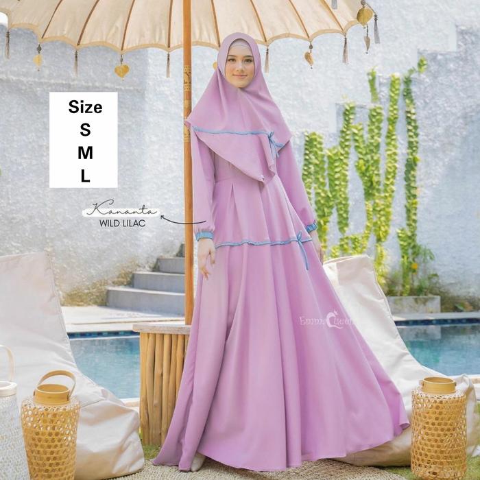 Dress Kananta Size S-L -1 Set- Gamis Pesta Syari by Emmaqueen