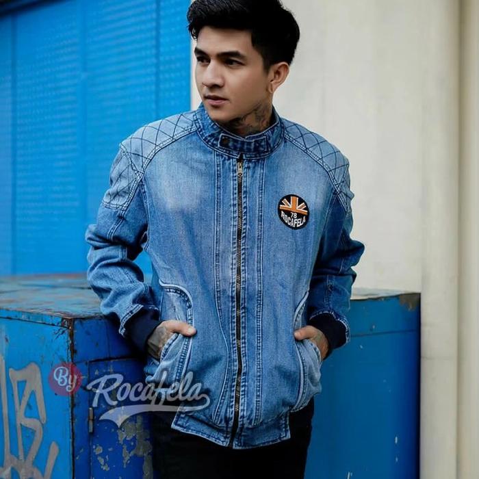 Jaket Jeans Pria The Riddick Rocafela Quilting All Size Original