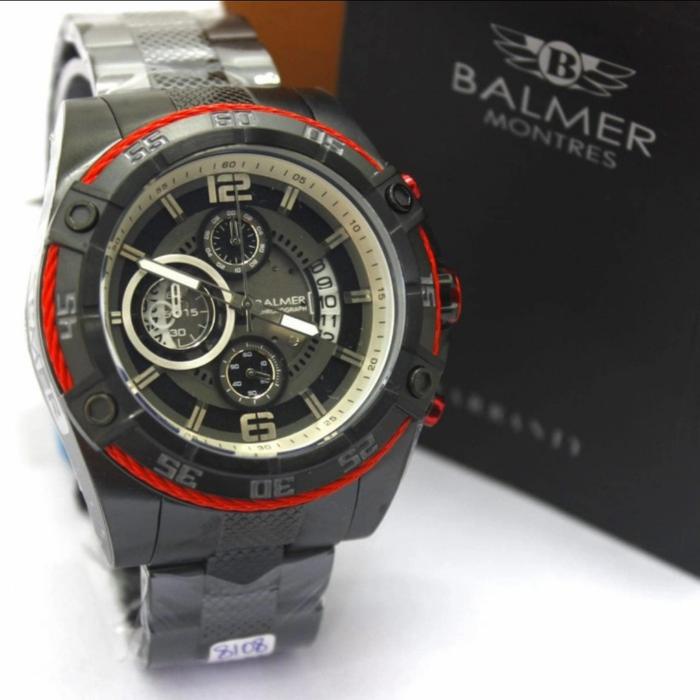 Jam Tangan Pria BALMER 8108 Original Black Steel Chronograph Date