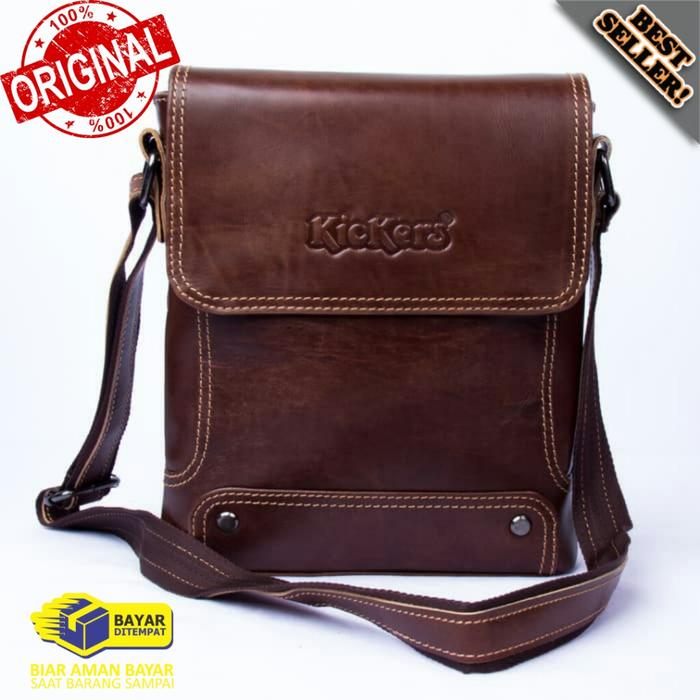 Tas Selempang Pria KICKERS Kulit Sapi Asli - Tas Kulit Pria Wanita