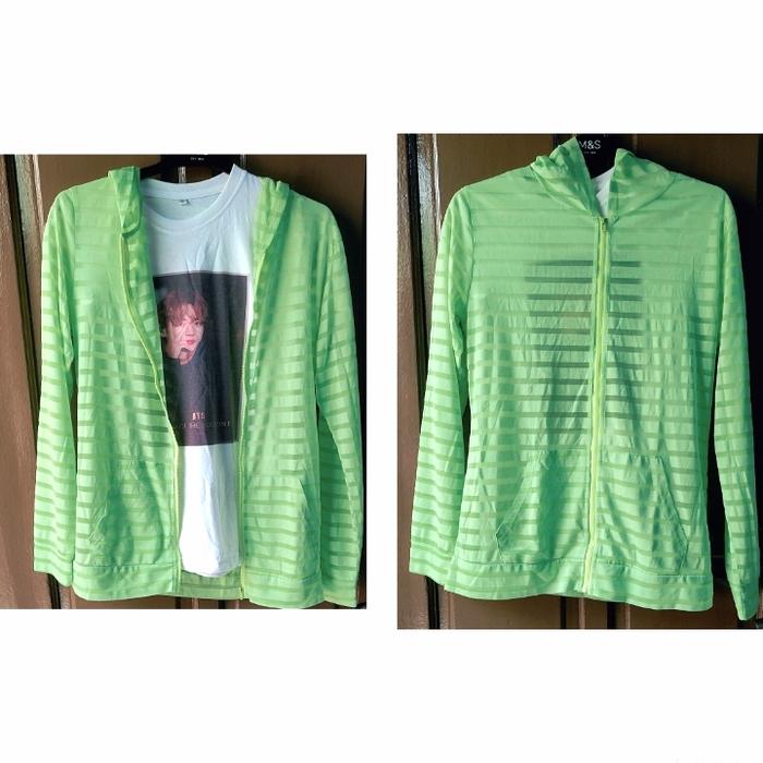 Jacket second branded Stripe Green Dangoon Transparent Made In Korea L