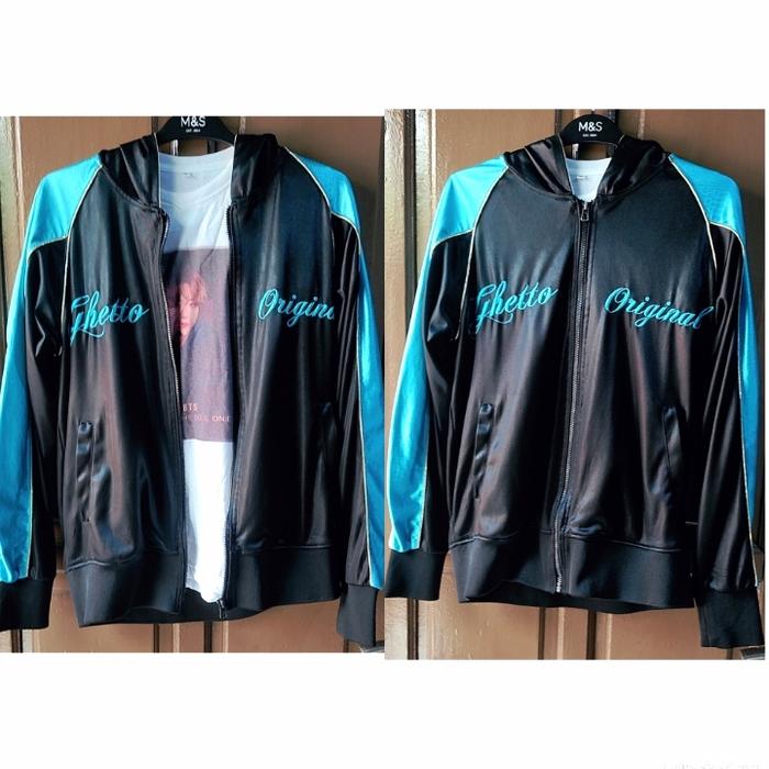 Jaket Second Branded Sukazan Biru Hitam ghetto Ori Made In Korea L