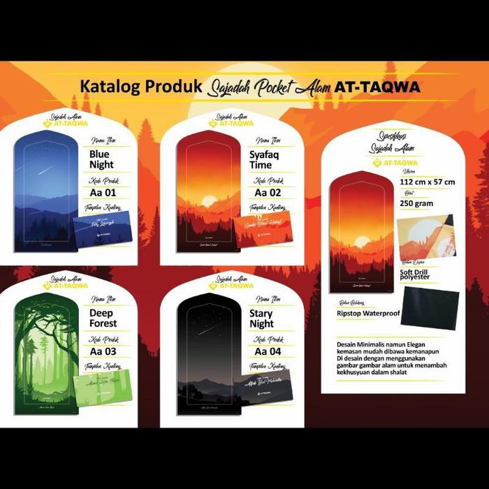 Sajadah Tema Alam/Pocket KOSTUM NAMA , waterproof/ Sajadah Travel
