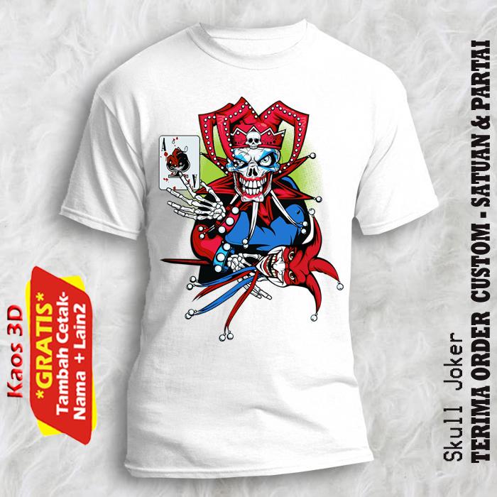 Kaos 3D Skull Joker ukuran anak dan dewasa kualitas cetak 3 dimensi