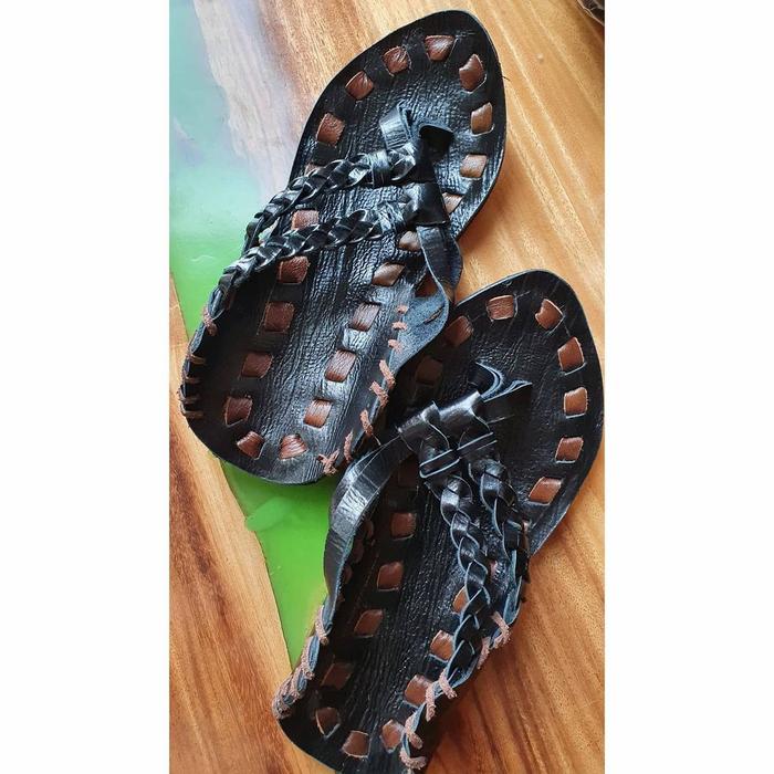 Sandal Terompah Nabi Rajut Kulit