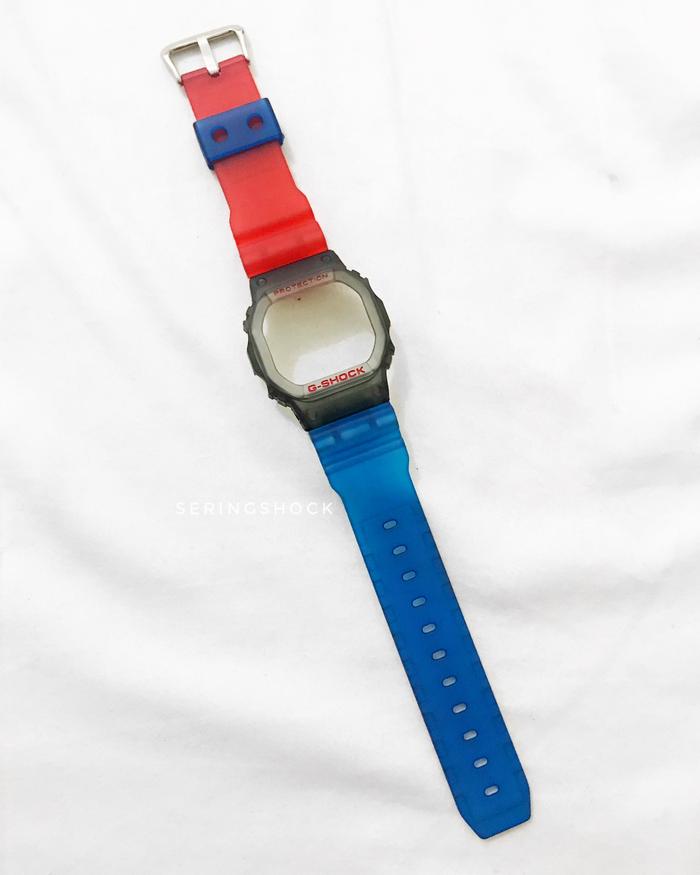 BNB Gshock DW5600 SMOKE RED BLUE Strap Besel Casio G-shock