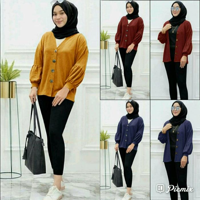 CARDIGAN JASMIN mustard Navy Maroon BaHaN BABYTERY Kubus Kuning Outer  Merah Balon Tangan Wanita Kan