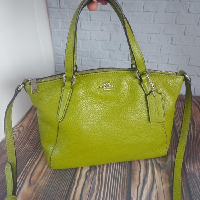 TAS WANITA COACH ORI MINI KELSEY YELLOW GREEN LEATHER