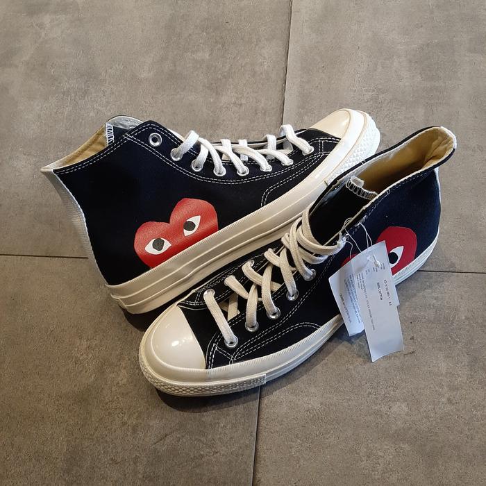 Converse CDG come des garcons High One Heart Black White