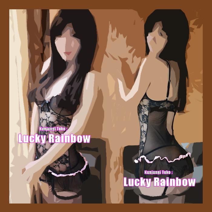 Lingerie Seksi Transparan Garter Daster Tidur Sensual Hitam 2720
