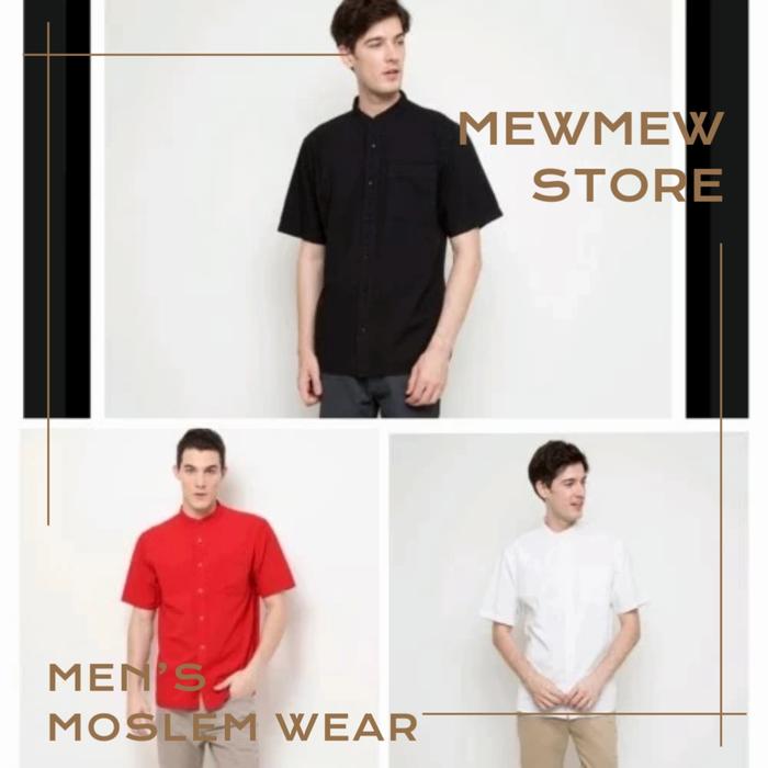 Baju Koko Pria Dewasa Muslim Lengan Pendek MGEE PEACE