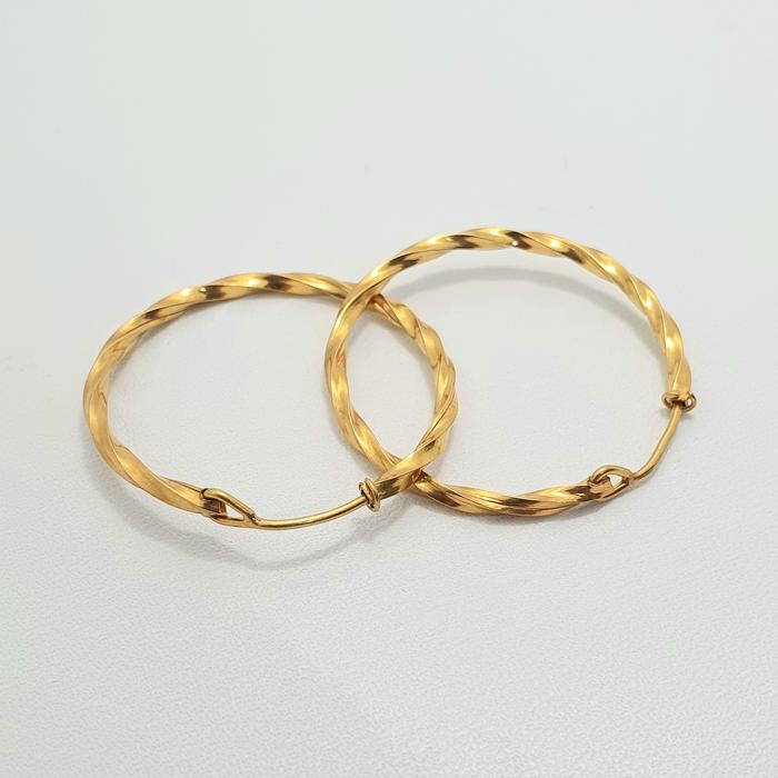 Anting Ring Emas Muda Pelintir Besar 2 Gram