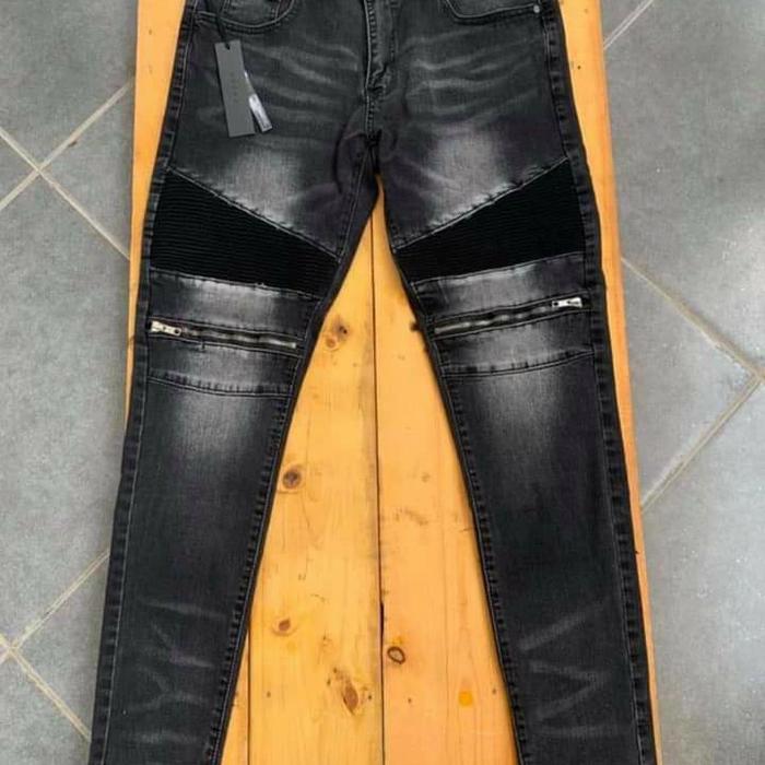 Rucas Season 6 Zipper Black & Grey Biker Jeans