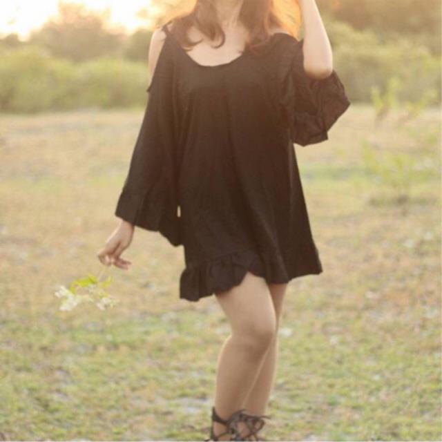 Baju Dress Pantai Bali Bohemian Off Shoulder Dress Basic/Polos