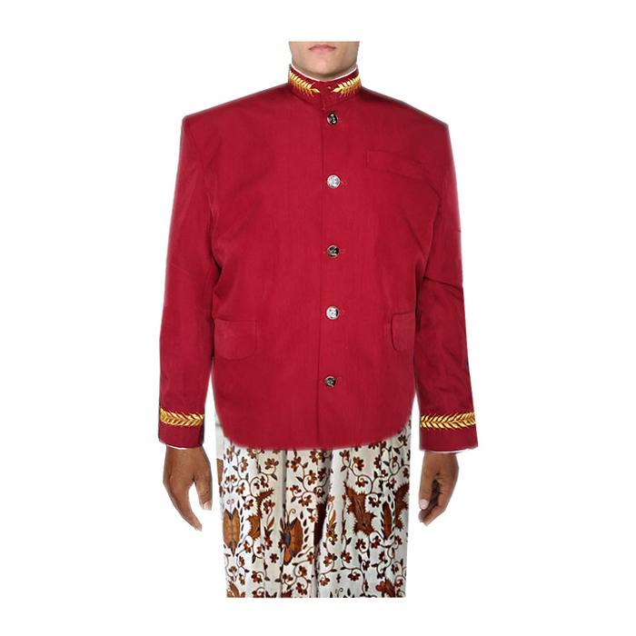 Beskap Jogja Press Merah Marun Baju Adat Jawa