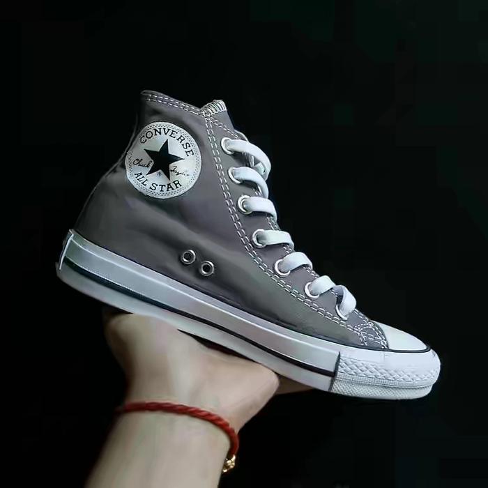Converse Sepatu High Pria Dan Wanita Abu Canvas 12 OS Tebal Insol Mangkok Oven Press Lem Rapi Kuat S