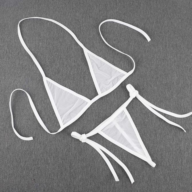 bra lingerie bra gstring sexy Transparan thong bikini set B060 - Putih
