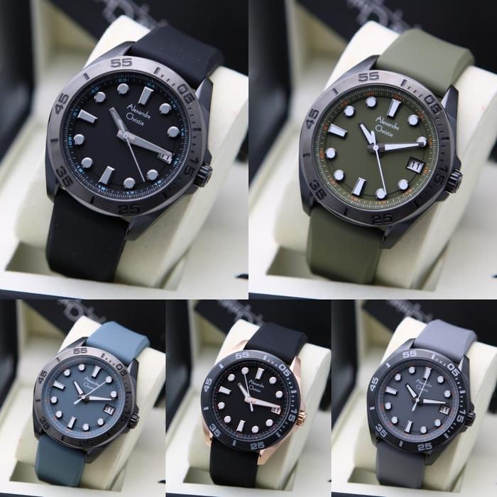 Jam Tangan Pria Alexandre Christie 6580 Rubber Original AC 6580