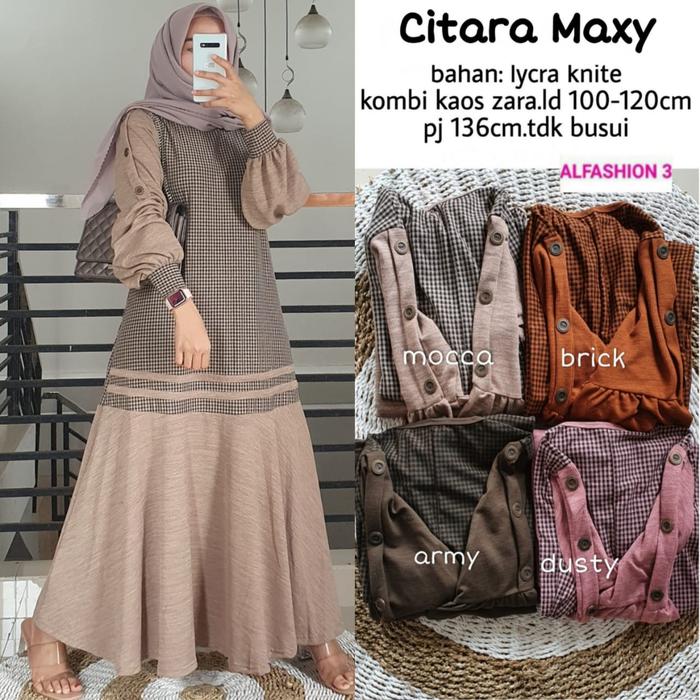 gamis wanita terbaru citara maxi mat lycra knite comb kaos zara nyaman