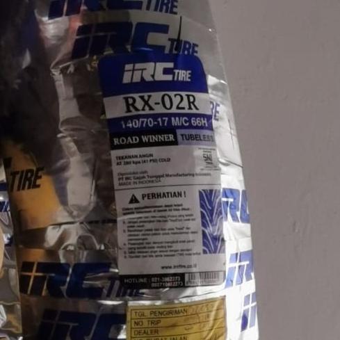 IRC 140/70-17 RX 02 R TUBELES BAN BELAKANG VELG RING 17