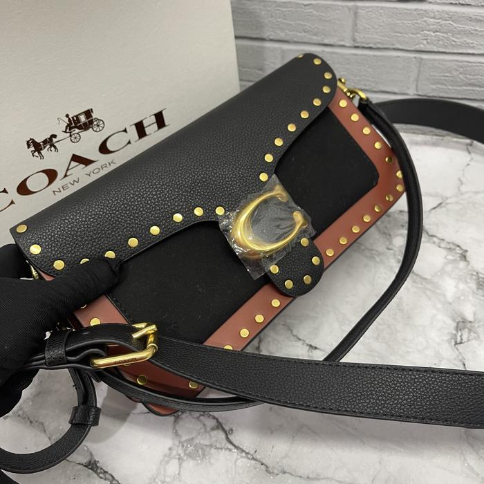 Coach Tabby Shoulder Bag 26 With Rivets Brass Black