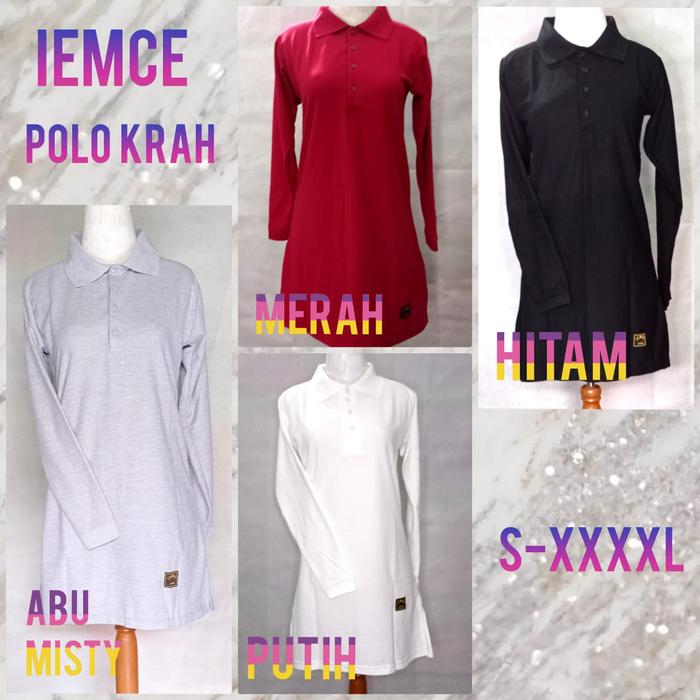 XXL-XXXL Kaos Polos Polo Tunik Muslimah Kancing Depan Busui/Seragam