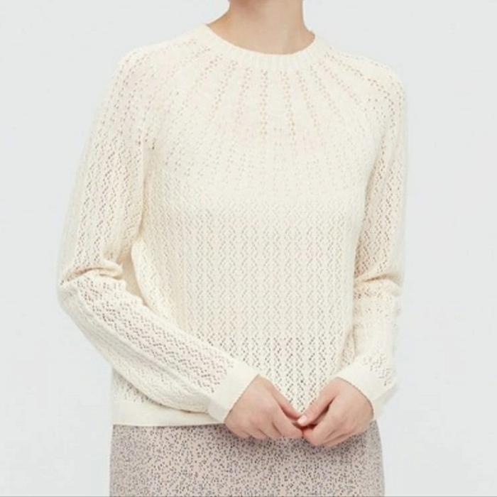 uniqlo women sweater 3D knit pointelle lengan panjang