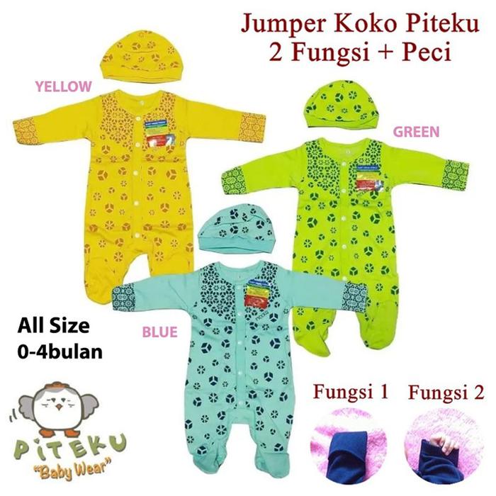 Jumper Koko Piteku Baju Bayi Laki Laki Muslim Newborn 0-4m